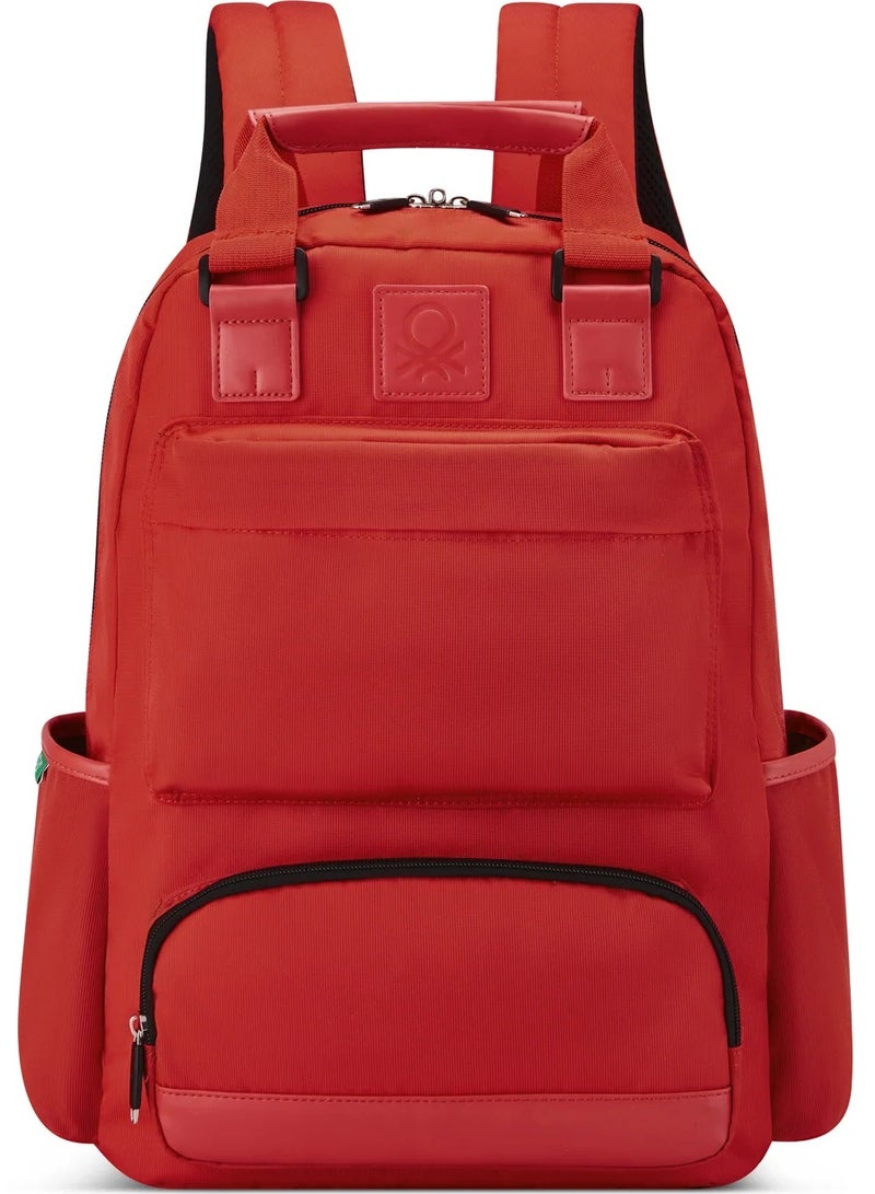 UNITED COLORS OF BENETTON Color Block Tote 15.6" Softside Laptop Backpack - Red - Image 1